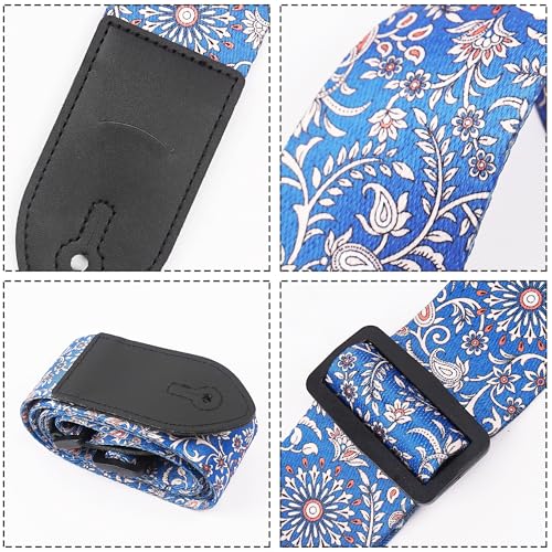 Image of Adjustable Guitar Strap Includes 2 Strap Locks & 2 Matching Picks & 1 Picks Holder & 1 leather Strap Button.