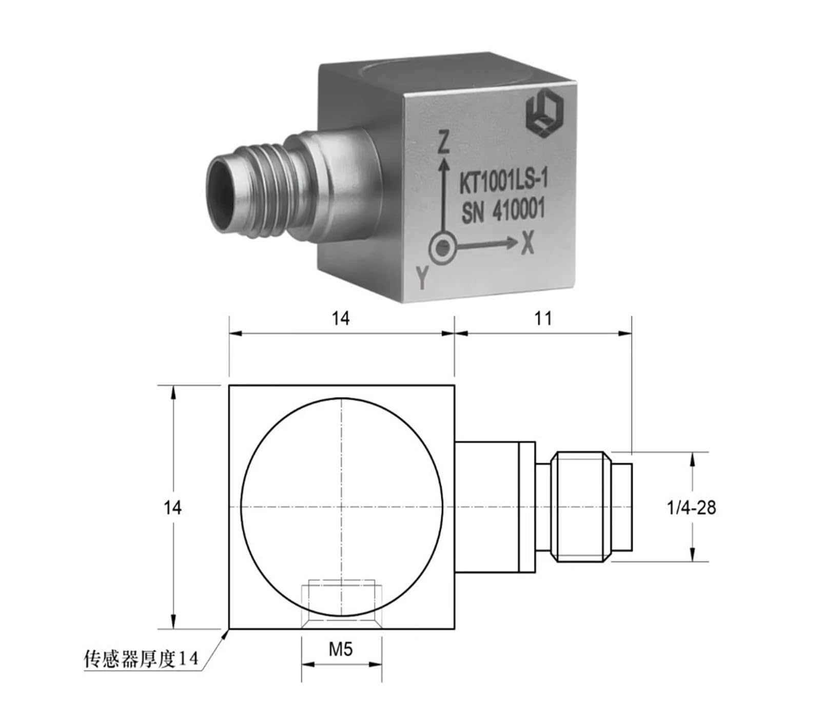 Capteur de vibration mouvement d'accéléromètre piézoélectrique à 3 axes