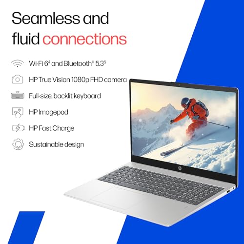 Image of HP 15, Intel Core 5 120U (14th Gen) 16GB DDR4, 1TB SSD, FHD, Anti-Glare, Micro-Edge, 15.6'' /39.6cm, Win11, M365 Basic(1yr), Office24, Silver,1.59kg, fd0667TU, FHD Camera w /Shutter, Backlit Laptop