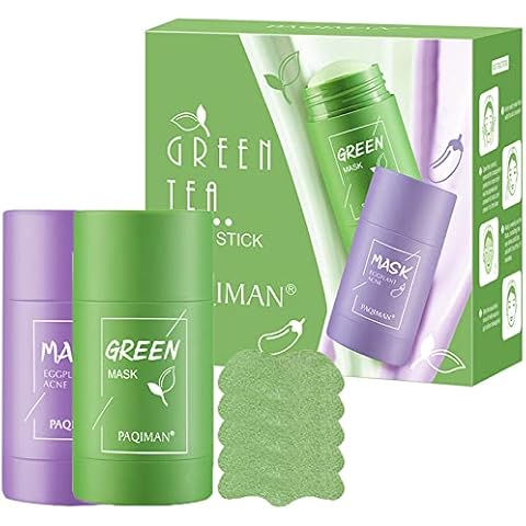 Kiara Lynch Green Tea Pore Stick, Deep Cleanse Green Tea Mask, Green Tea Roll on Face Mask Blackhead Remover Green Tea Pore Cleansing Stick, Kiara Lynch DV Stick with Black Head Remove Strips (B) Cover