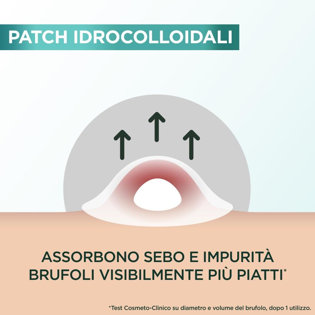 Garnier Pimple Patch Cerotti Idrocolloidali Invisibili Viso, Imperfezioni Ridotte in 8 Ore, Brufoli Visibilmente più Piatti, Adatti a Tutte le Tonalità di Pelle, Vegano, Pure Active, 44 Patch