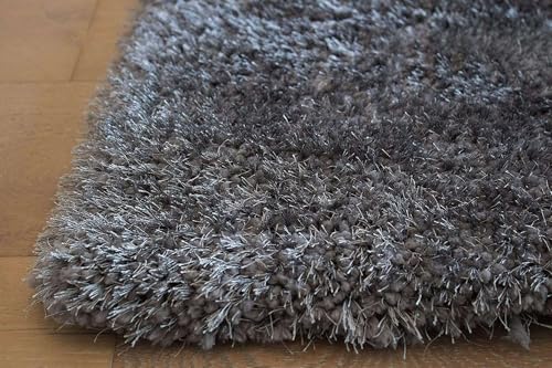 Image of Handcrafted Microfiber Dark Grey Shaggy Carpet 3x3 Feet Square with Thick Soft Plush Pile, Anti Slip Backing, Ideal for Living Room, Bedroom, Hall and Home Interior Decoration