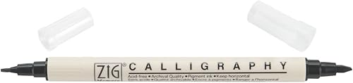 Paquete de 6 marcadores de caligrafía con sistema de memoria ZIG de doble punta, color negro puro MS3400-010