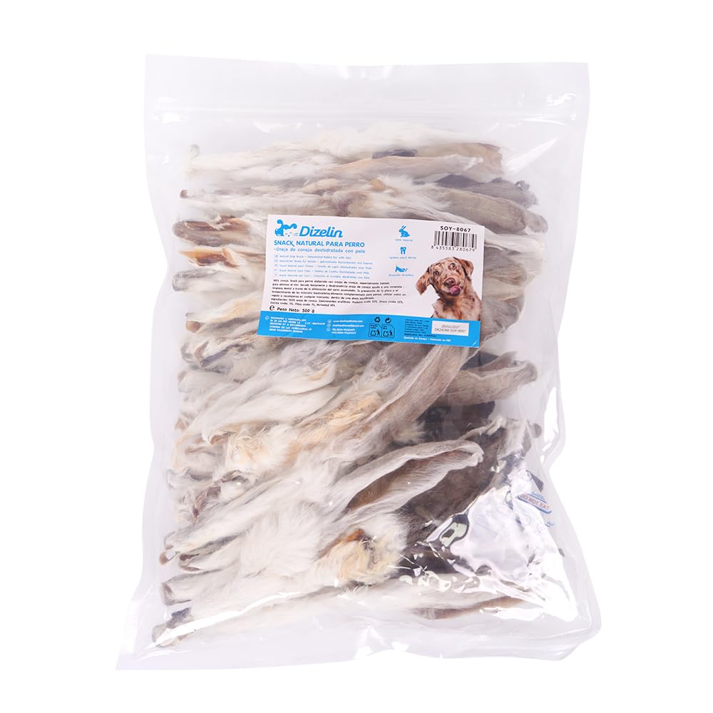 Natürlicher Snack für Hunde, gesund, lange Kauen, proteinreiche Leckereien für Zahnpflege und Unterhaltung, natürliche Auszeichnungen für erwachsene Hunde und Welpen (500 g, Kaninchen)