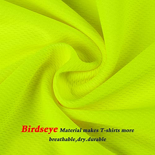 DPSAFETY High Visibility Class 3 T Shirts, Hi Vis Safety Shirts with Reflective Strips and Pocket, Long Sleeve Quick Dry Mesh Construction Work Shirt for Men/Women Lime,3XL by DPSAFETY - Used condition - Image 4
