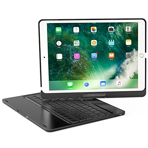 XFUNY iPad Pro 9.7キーボードケースワイヤレスBluetoothキーボードフルプロテクティブケース(360°回転)7色バックライトスリムキーボード(iPad Pro 9.7用)