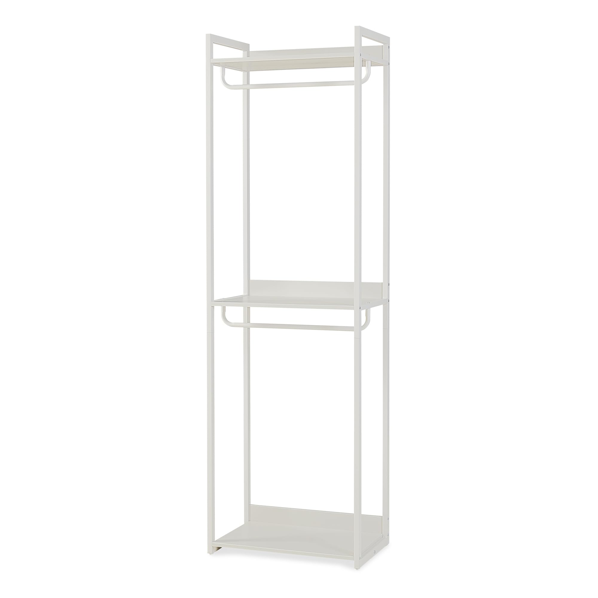 [en.casa] Perchero Burro Jässaatka de Estructura Metálica con 2 Barras y 3 Estantes Diseño Moderno Burro Ropa con Compartimentos para Entrada Dormitorio 200 x 61 x 40 cm - Gris
