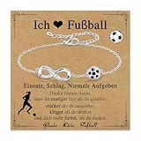 Fußball-Unendlichkeitsarmbänder für Mädchen Damen,14 Karat vergoldet Sport-Accessoires Geburtstags- und Weihnachts für Fußballfans Frauen Teenager Mädchen Mama (Silber)