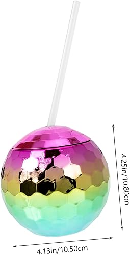 Miniatura 6 de jojofuny 6 vasos de pajita, pajitas de cóctel, vasos con tapas para bebidas, copas con tapas, copa de disco, bar, taza de cóctel de los años 80,