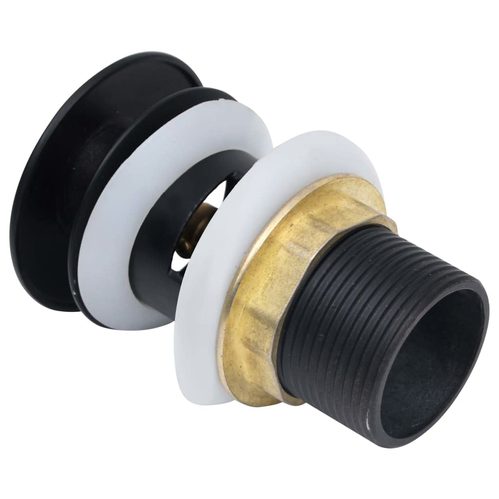 Desagüe con rebosadero negro de zinc y latón, 6,4 x 6,4 x 9,1 cm, válvula emergente para grifo de lavabo con rosca de 1,4 pulgadas, fácil manejo y limpieza para baño y cocina