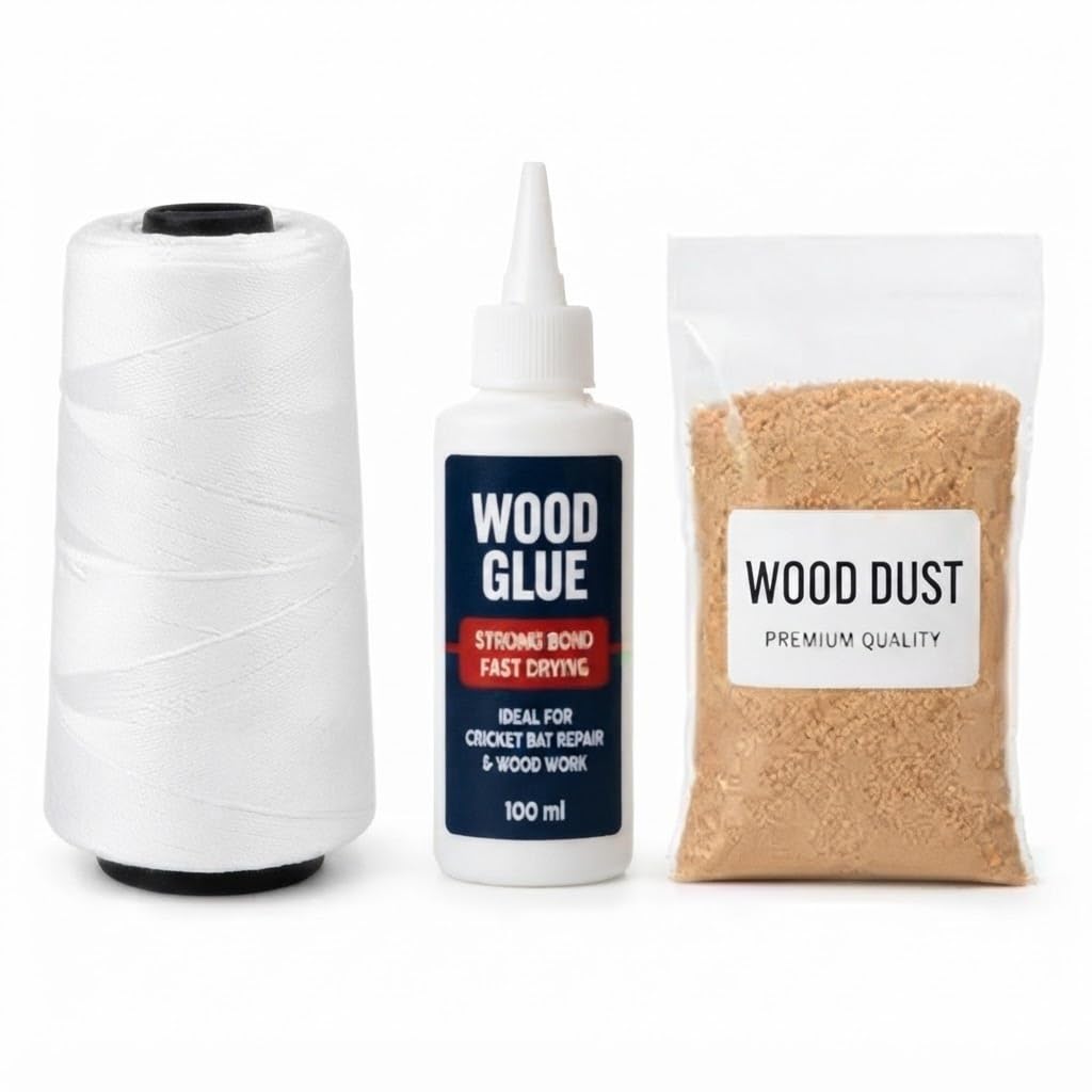 Cricket Bat Repair Combo Pack with 500 mtr Nylon Thread,Wood dustand Wood gluefor Crack Filling Edge and Handle Maintenance Kit-image-43