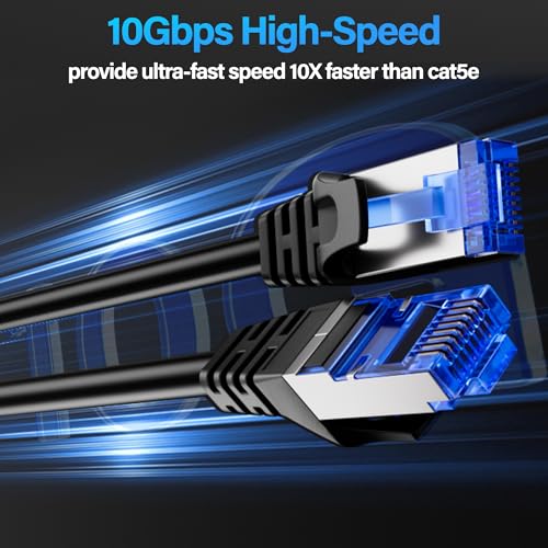 Image of Cat6A Ethernet Cable Shielded 10Gbps 0.5 ft (24 Pack), Slim Shielded (F /UTP) Ethernet Cable Cat 6, Flexible 28AWG Bare Copper Cat6 Cable, Space-saving Cat 6a Network Cable for Data Center, Black