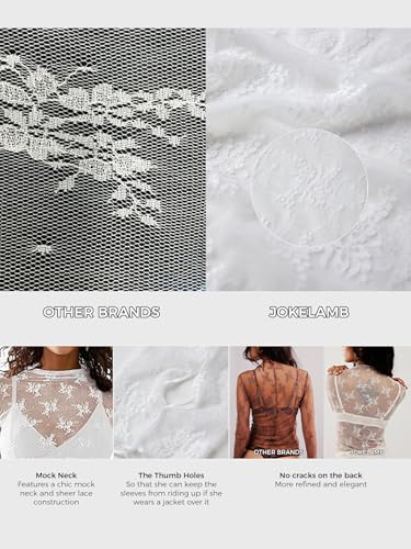 Image of JOKELAMB Women's Lace Mesh Bolero Shrug, Long Sleeve Crop Cardigan | Lace, Long Sleeve, Y2K, Floral,Adds Elegant Arm Coverage for Camisoles Dresses