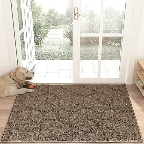PURRUGS Dirt Trapper Door mat 19.5" x 31.5", Non-Slip Machine Washable Entrance Rug, Shoes Scraper, Super Absorbent Floor mat for Front Door, Entry, Patio, Indoor and Outdoor Cover