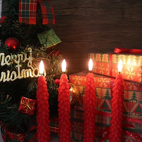 Image of GenSwin Christmas Tree Flameless Taper Candles candlesticks Remote Timer