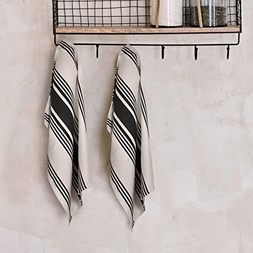 Urban Villa Kitchen Towels Trendy Stripes Black/White Set Of 6 Dish Towels For Kitchen Highly Absorbent 100% Cotton Over Sized 20X30 Inches Kitchen Towels With Mitered Corners Kitchen Hand Tea Towels #TOP5