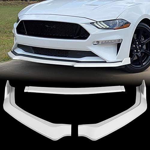 EPARTS JDM CS-Style 3-Piece Front Bumper Lip Splitter Chin Spoiler Kit Compatible with 2018-2023 Ford Mustang (Unpainted Black)