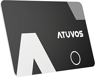 ATUVOS Thin Wallet Tracker Card 0.16cm, Wallet Finder, Smart Bluetooth Locator for Phone, Luggage, Passport, Works with Apple Find My (iOS Only), IP67 Waterproof, Black 1 Pack