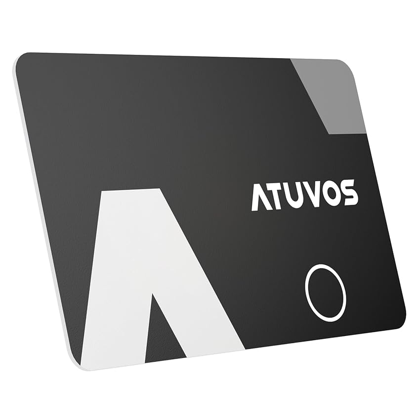 Immagine del prodotto ATUVOS AirCard Wallet Tracker Thin 1.6mm, Smart Air Tag compatibile con Apple Dov'è (solo iOS, Android non supportato), Bluetooth Localizzatore per Valigie, Portafoglio, Borse, Bagagli, 1 Pezzo Nero