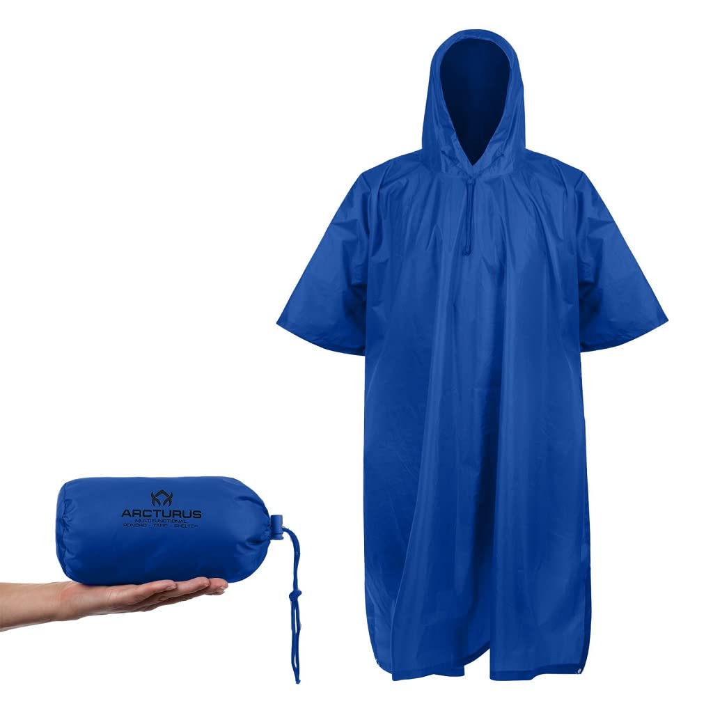 Arcturus Rain Ponchos Adjustable Hood Waterproof Ripstop Nylon