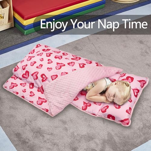Image of Primlect Toddler Nap Mat Extra Large Thickened 55''x35'', Soft Sleeping Bag with Detachable Minky Blanket and Pillow, Portable for Daycare, Preschool, Kindergarten, Travel, Boys and Girls