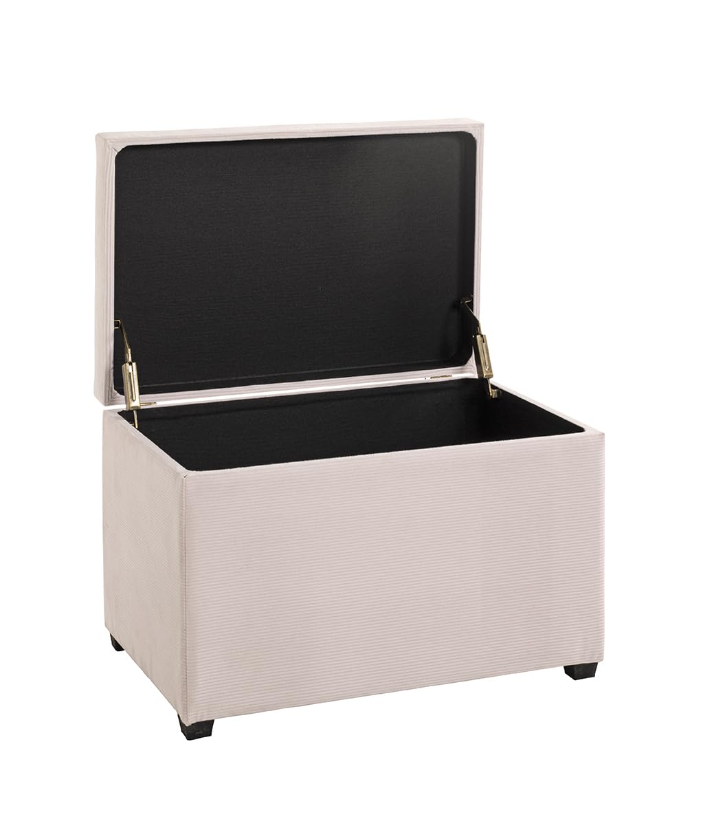 HAKU Cassapanca per sedili crema, MDF, tessuto in corda - Dim. L 58 cm x A 42 cm x P 39 cm, Stile Moderno