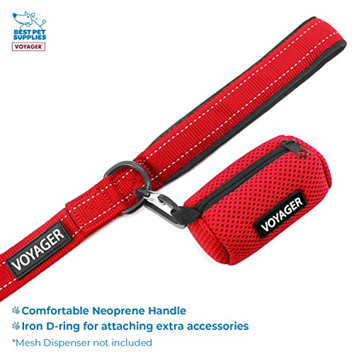 Image of Voyager Step-in Air All Weather Mesh Harness and Reflective 5 ft Dog Leash with Neoprene Handle for Small, Medium and Large Breed Puppies by Best Pet Supplies - Red Base, XS