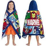 Get Trend Marvel Toalla con Capucha Niño, Poncho Toalla de Baño Infantil 100% Algodón, Absorbente, Accesorio de Viaje Poncho Piscina Playa, Regalo Niños de Verano (Multi Marvel)