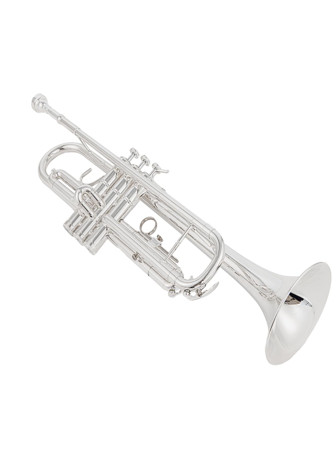 Ensemble de trompette standard en si bémol plaqué argent pour débutant en laiton avec étui rigide et kit de nettoyage 7C embouchure et gants