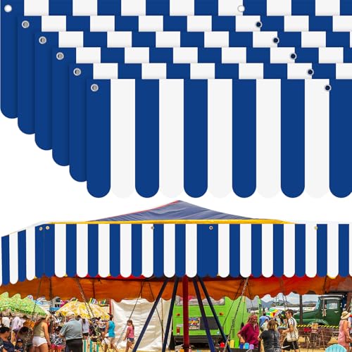 Image of Preboun Carnival Awning Decorations Tent Circus Hanging Decorations Carnival Banner Concession Stand Sign Canopy Awning for Pirate Summer Party, 9.84''x78.74'' (Navy Blue and White,6 Pcs)