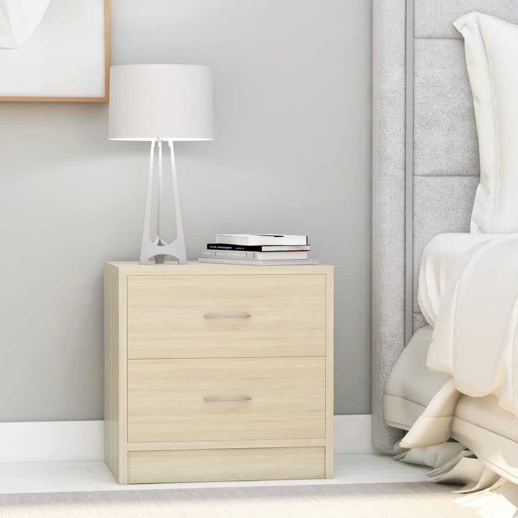 SXZenSpace Bedside Cabinet Set 2 pcs Sonoma Oak Small Table 40x30x40 cm Slim Nightstand with Drawers Engineered Wood Storage Unit for Bedroom Living Room