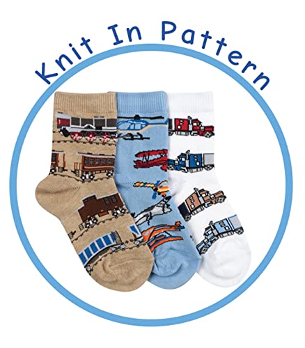 Jefferies Socks Boys 2-7 Transportation Triple Treat Socks 3 Pair Pack4
