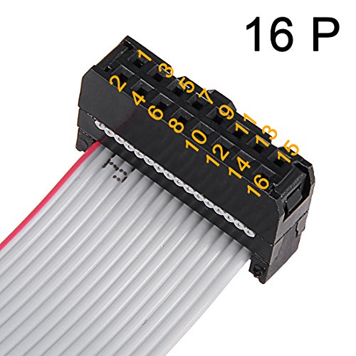 sourcing map 5 Stück IDC 16 Pins Anschluss Flachbandkabel Buchse Steckverbinder 30cm 2.54mm DE