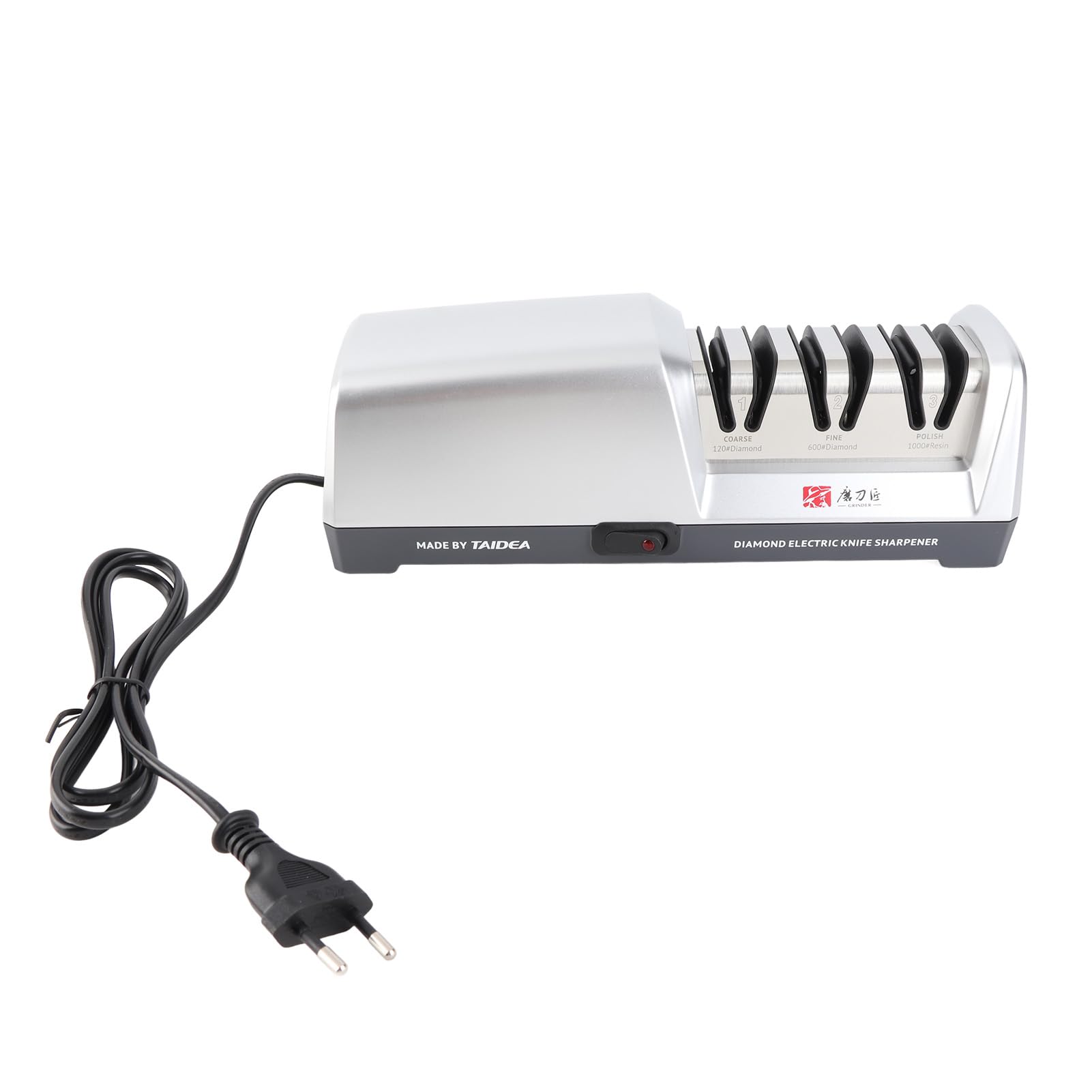 Affilacoltelli Elettrico a 15 e 20 Gradi, a 3 Livelli, affilacoltelli in Acciaio Inox per coltelli da con Funzione di affilatura Rapida, Risultati rapidi, nitidi, a Basso Rumore