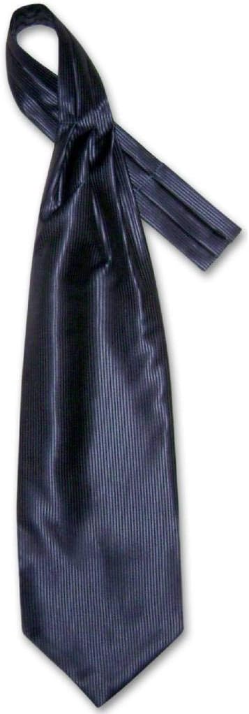 Antonio Ricci ASCOT Solid NAVY BLUE Ribbed Pattern Color Cravat Men's Neck Tie