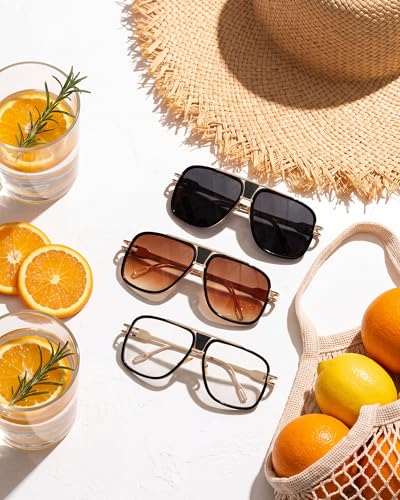 Image of Frienda 3 Pairs Mens Sunglasses Oversized