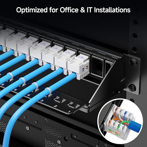 Image of Cable Matters Rackmount or Wall Mount 1U 24 Port Keystone Patch Panel with Cable Management and Support Bar, 19-inch Blank Patch Panel for Keystone Jacks