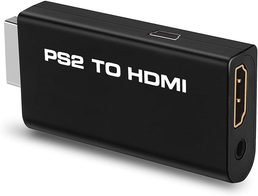 PS2 to HDMI Converter, Video Converter PS2 to HDMI Converter with 3.5mm Audio Output for HDTV HDMI Monitor Supports All PS2 Display Modes