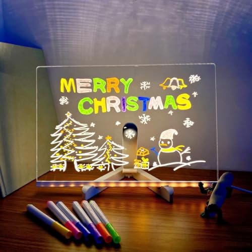 Tableau d'affichage LED en acrylique réinscriptible avec 7 stylos et support Regularlyk