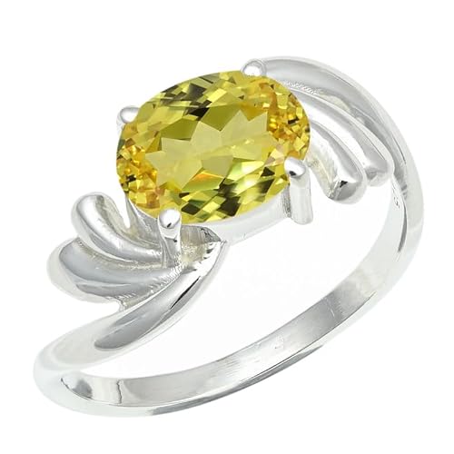 Ring Silver Plated Yellow Sapphire Stone for Anniversary E1259AP_2(4)