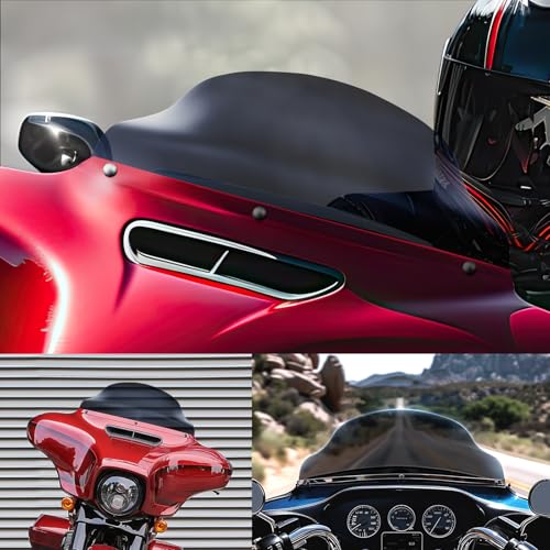 Image of JMTBNO Smoke 9 inch Motorcycle Wave Windshield Windscreen Compatible with 2014-2023 Harley Davidson Touring Street Glide Electra Glide Ultra Limited Tri Glide FLHT FLHX FLHXS FLHTK