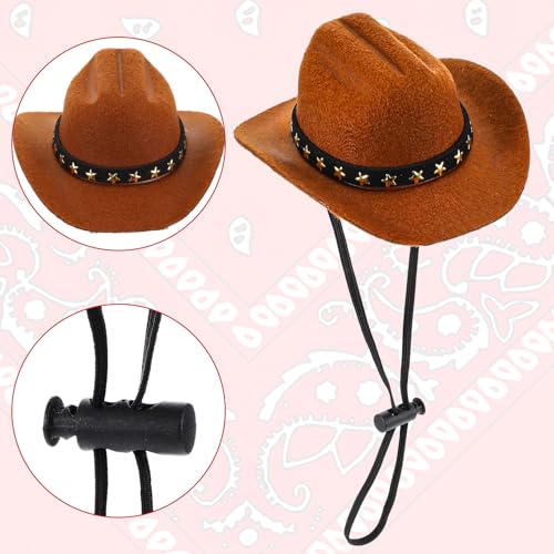 WLLHYF Cowboyhut für Hunde und Katzen Mini-Haustierkostüm Cowboyhut Bandana Schal Zubehör für Welpen Kätzchen tägliches Tragen Halloween Haustierparty-Urlaub Party-Dekoration
