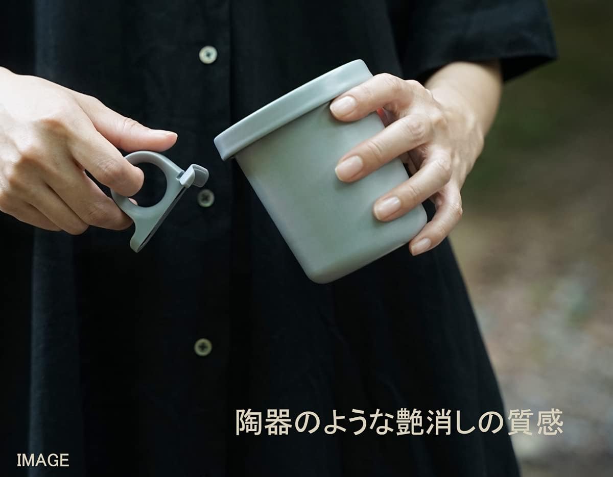 Object Made in Japan Enamel Hook Mug, 12.2 fl oz (360 ml), Khaki Black