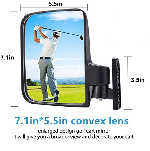 Wlood Golf Cart Mirror, Cart Side Mirror And 4 Panel Mirror Fits For Club Car Ezgo Yamaha Combo Pack #TOP3