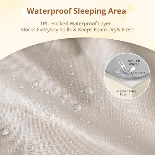 Image of EGOHOME Orthopedic Large Dog Bed, Waterproof Washable L Pet Bed 36 inch | Egg-Crate Gel Memory Foam Dog Couch Pet Sofa with Removable Washable Cover, Non-Slip Bottom, CertiPUR-US, Beige