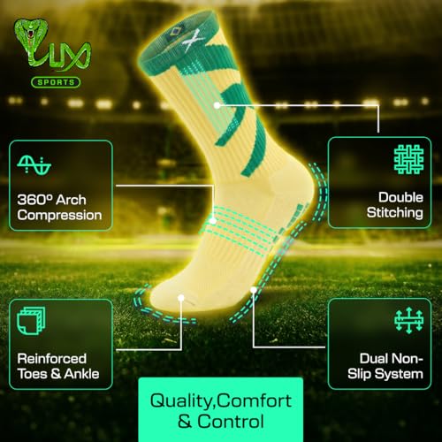 Image of Lux Dual Grip Soccer Socks for Men & Women - DualGrip Engineered for Performance & Comfort - Anti-Slip Grip Socks for Soccer