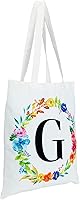 Vista 6 de Juego de 2 bolsas reutilizables personalizadas con monograma para mujer, diseño floral (29 pulgadas)