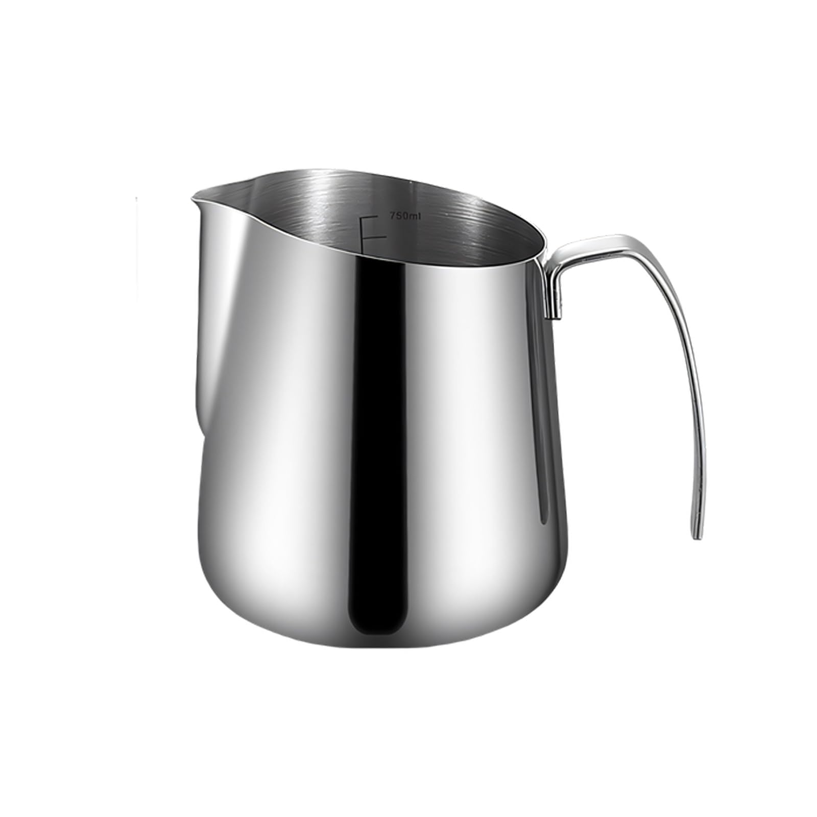 Latte Art Milk Frothing Pitcher in Stainless Steel with Measurement Marks, Pour Spout and Grip Handle for Coffee Prep