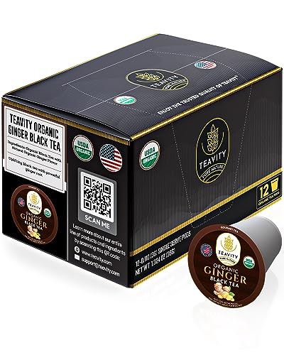 Organic Ginger Tea Pods for Keurig with Unsweet Black...