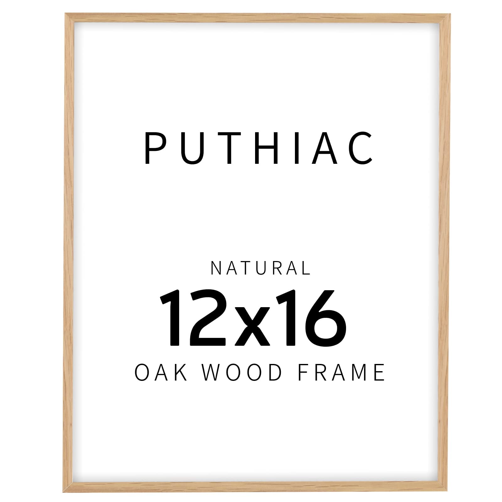 Photo 1 of puthiac 12x16 Solid Oak Wood Picture Frame, Fits 8x12 with Mat or 12x16 Without Mat, Wall Display Only, Vertical or Horizontal, Plexi Front, 1 Pack, Natural Oak